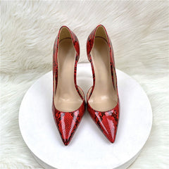 Red Faux Snakeskin Stilettos