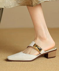 Classy Green Cowhide Leather Splicing Slide Sandals