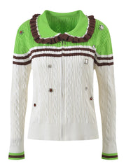 Color Blocking Beaded Knitted Cardigan