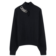 Casual Chain Hollow Chest Knitted Sweater