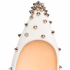 White Leather Rivet Stiletto Pump