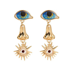 Golden Fatima Eye Dangle Earrings