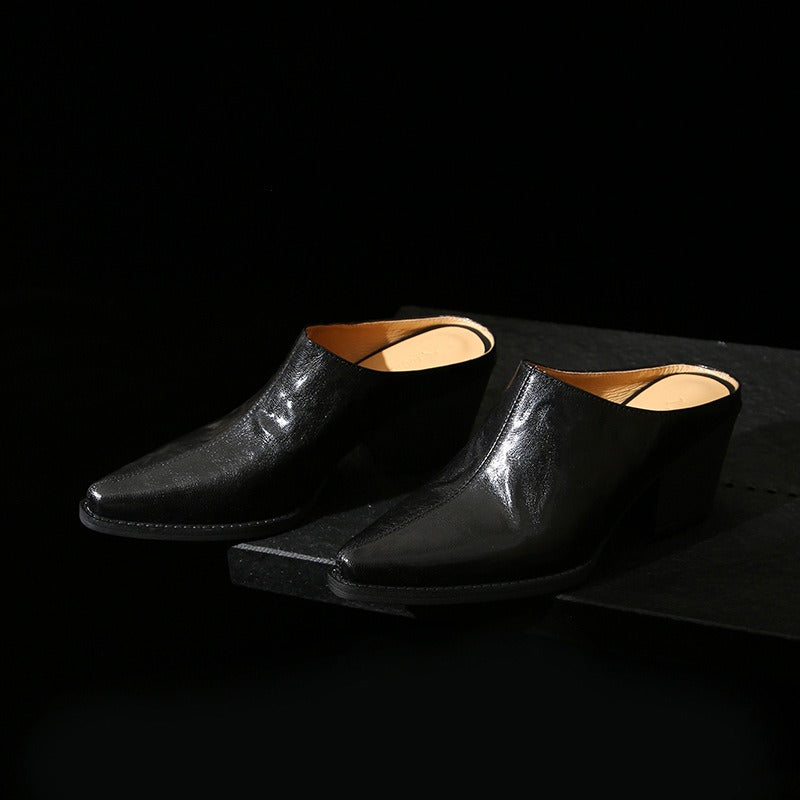 Retro Chunky Heel Mule Loafers