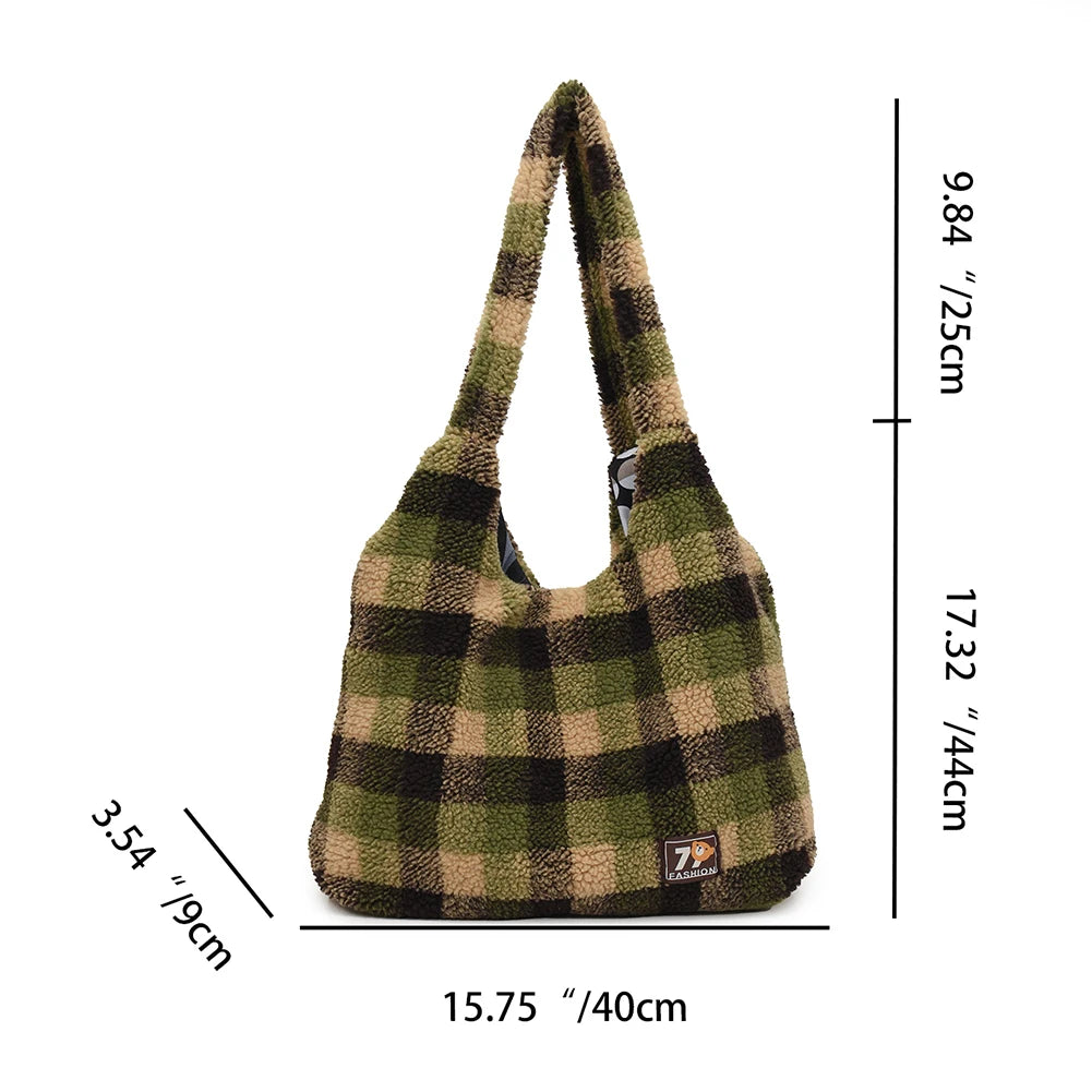 Plush Plaid Tote Bag