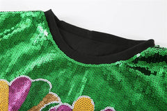Sequined Round-Neck Short Sleeve Top