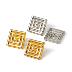 Stainless Steel Patterned Large Earrings