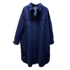 Solid Cotton Long Denim Shirt