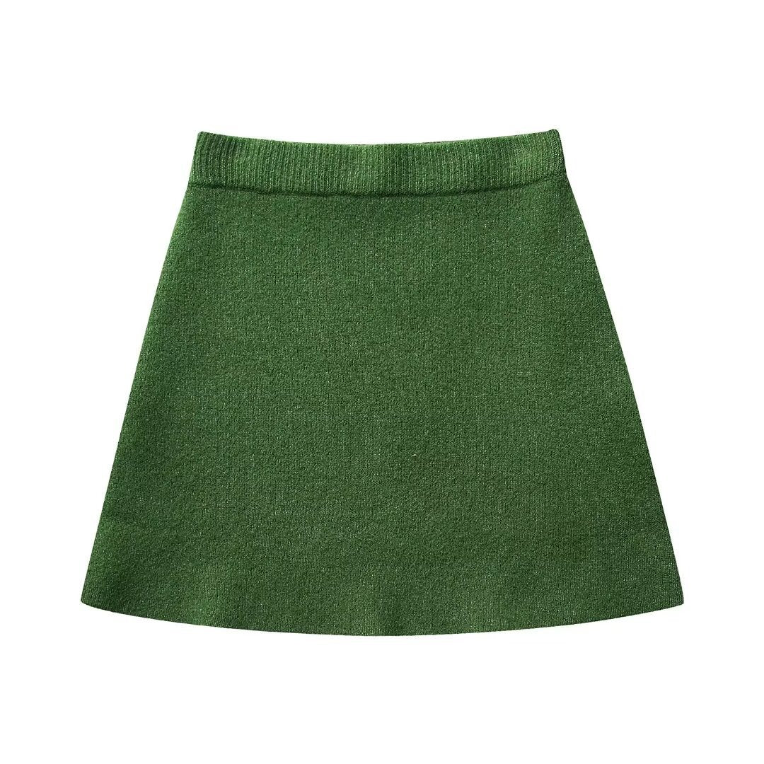 Green Knitted Loose Ribbed Set