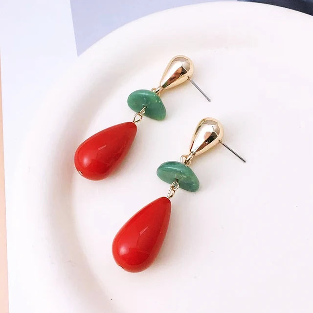 Colorful Enamel Water Drop Earrings