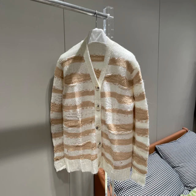 Distressed Mohair Knitted Cardigan