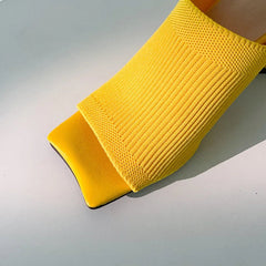 Triangular Heels Knitted Mules