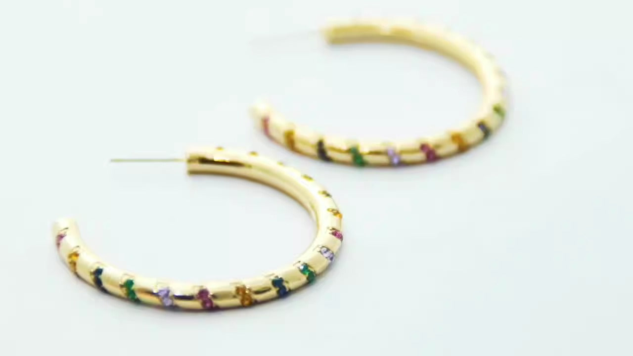 C-Hoop Color Stripes Earrings