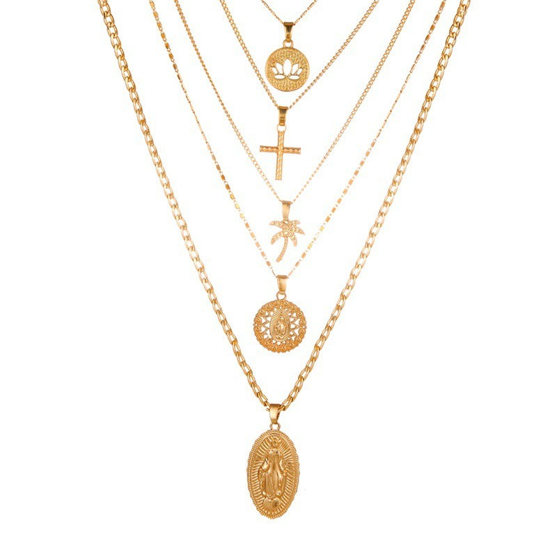 Golden Multi-Layer Pendant Necklace