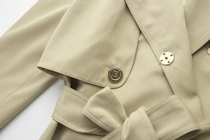Double-Breasted Cape Trench Coat