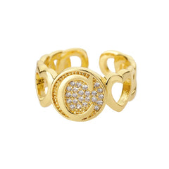 Alphabet Gold Plated Resizable Ring