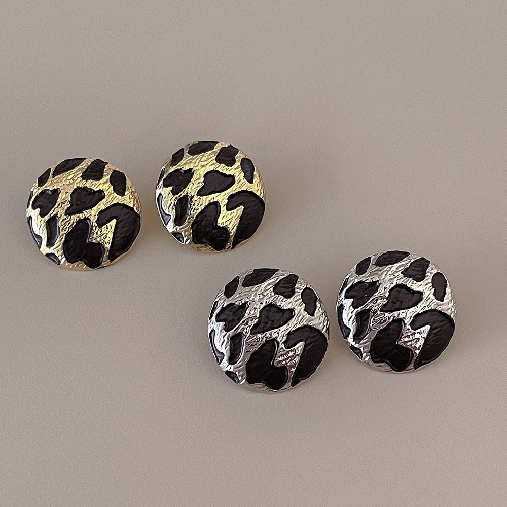Irregular Leopard Print Round Earrings