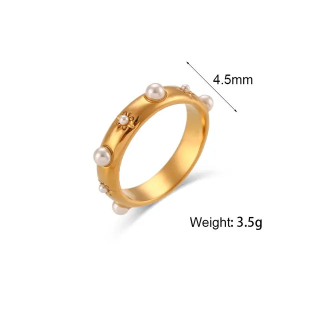 Zircon Pearl Stainless Steel Ring