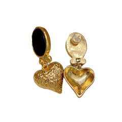 Dangling Hearts Electroplated Gold Earrings