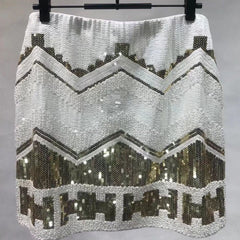 Bead Sequin Wrapped Hip Short Skirt