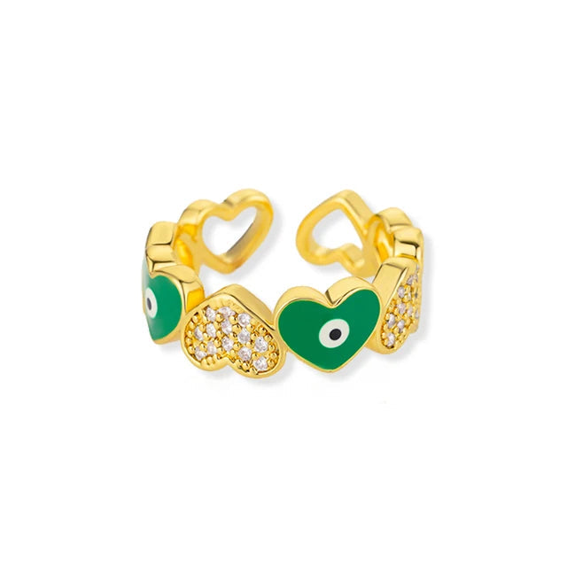 Hearts Link Open Adjustable Rings