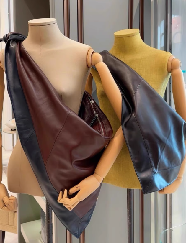 Triangle Faux Leather Zipper Knot Shoulder Crossbody Bags