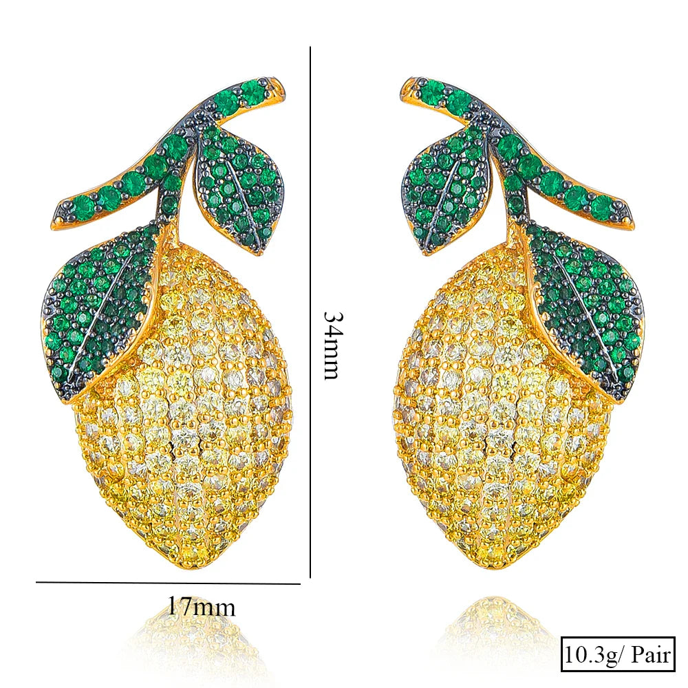 Cute Lemon Zircon Earrings