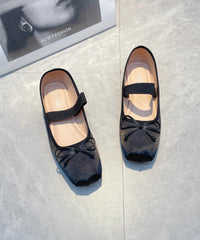 Comfy Soft Splicing Bow Flat Feet Shoes Blue Satin