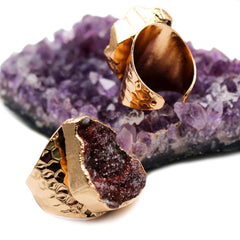 Natural Agate Gold-Plated Ring