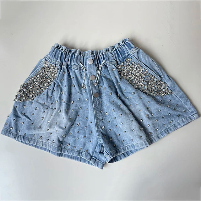 Vintage Diamond High Waist Denim Shorts