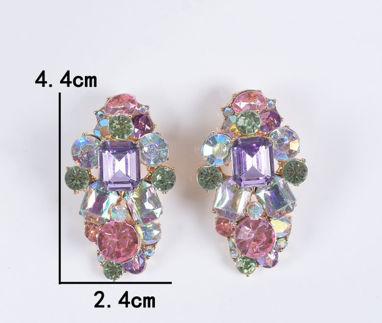 Colored Gemstone Alloy Earrings