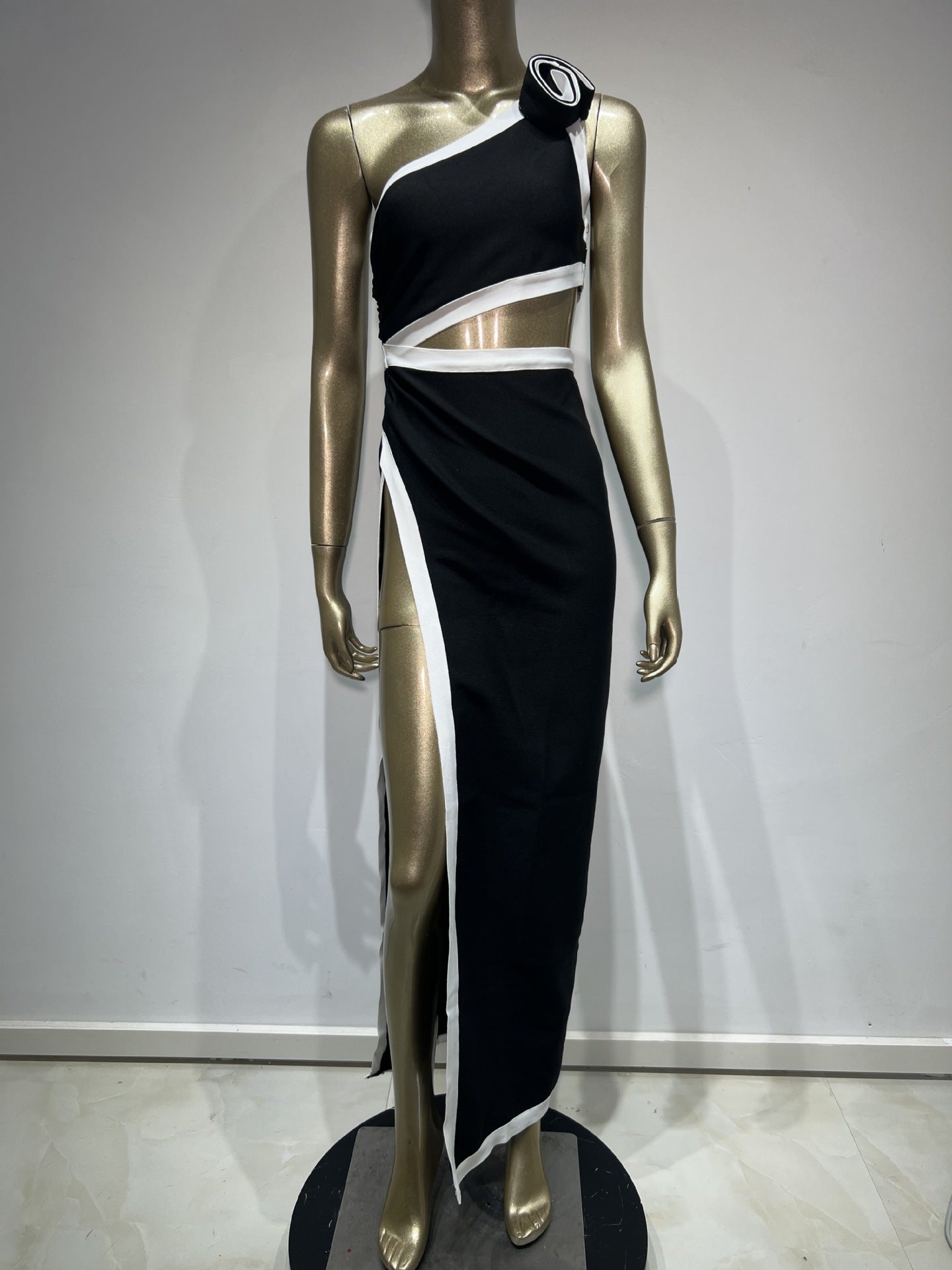 One Shoulder High Slit Maxi Dress