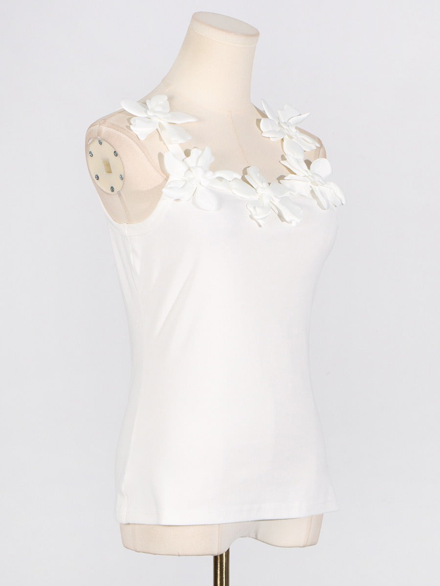 3D Flower Slim Fit Jersey Top