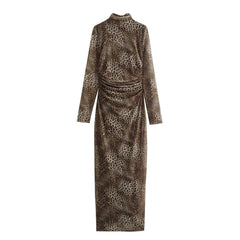 Animal Print Silk Mesh Dress