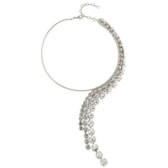 Asymmetrical Rhinestones Cascading Necklace