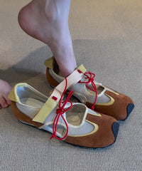 Fashion Purple Hollow Out Lace Up Splicing Flat Shoes For Women