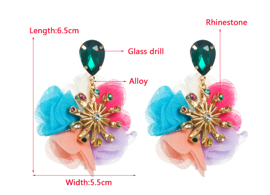 Alloy Diamond Inlaid Flower Earrings