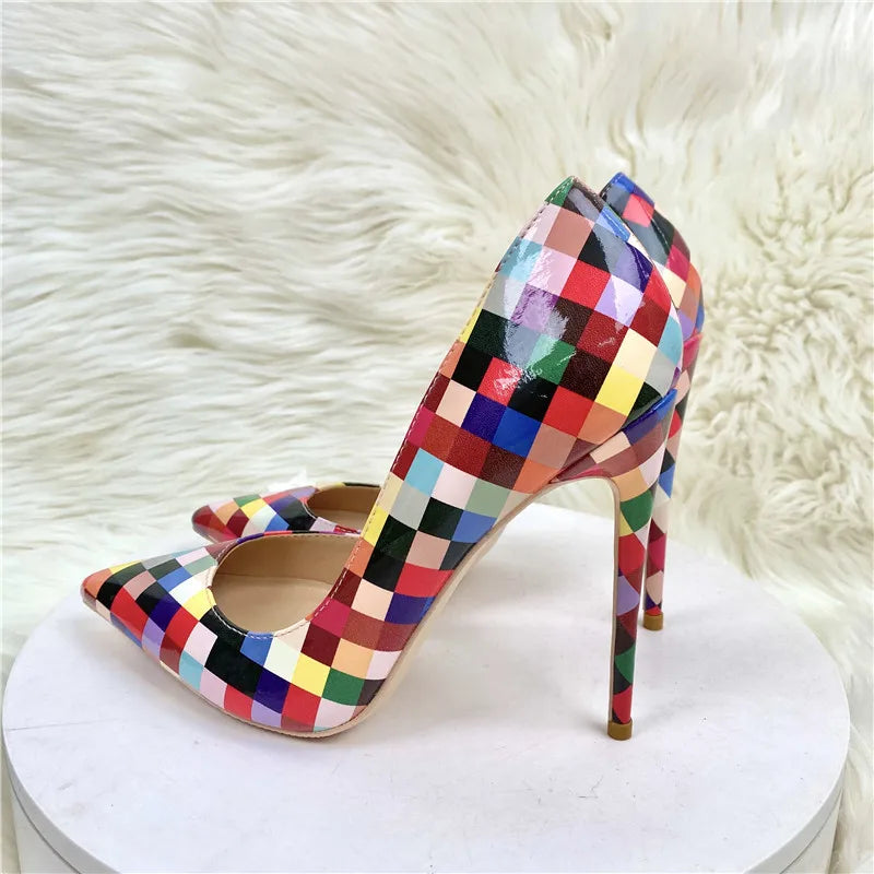 Multicolor Checker Print Stilettos