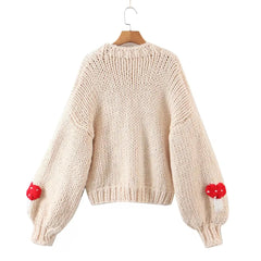 3D Mushrooms Knitted Cardigan