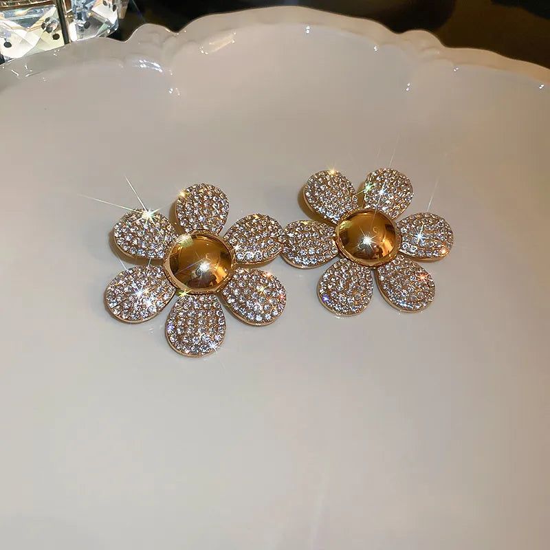 Oversized Open Flower Stud Earrings