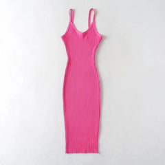 Sleeveless Ribbed Knitted Midi Dress