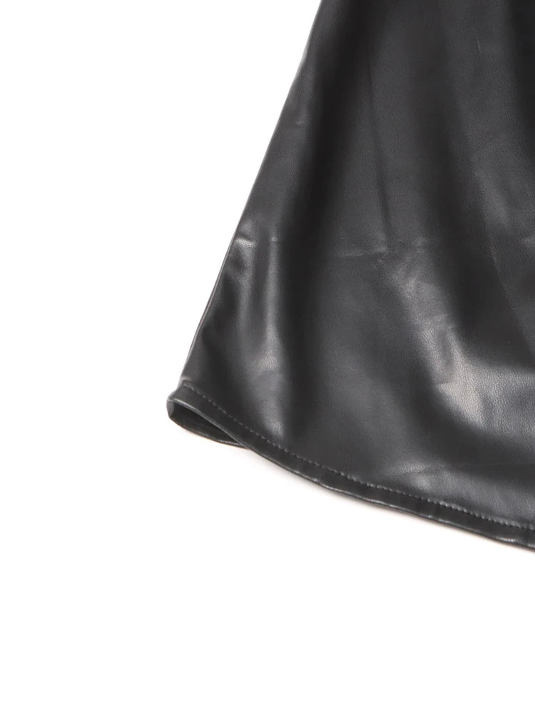 Strapless Ruched Faux Leather Dress