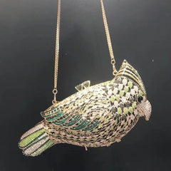 Pre Order:  Bird Rhinestones Embellished Clutch Bag