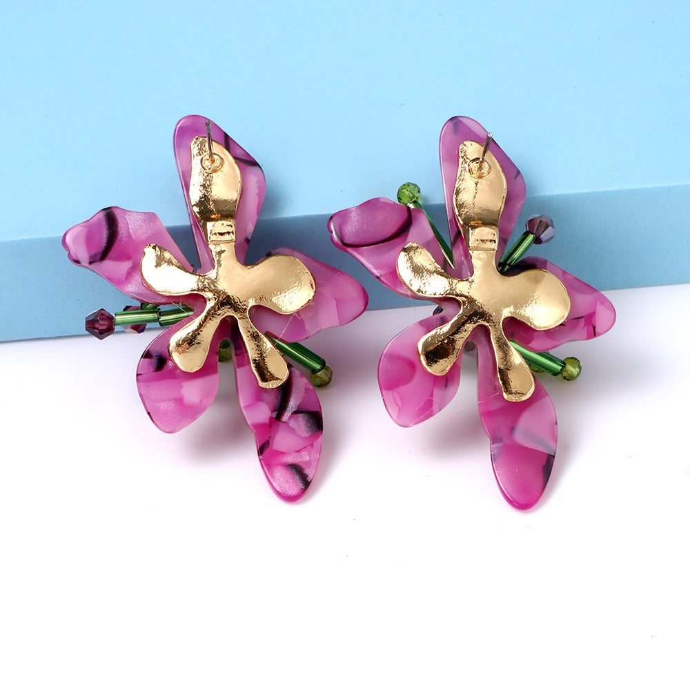 Acrylic Retro Flower Earrings