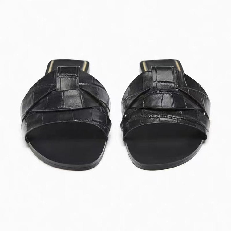 Woven Open Toe Flat Sandals