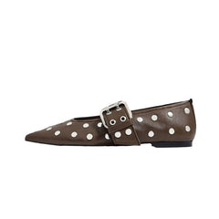 Pointed Shallow Mouth Belt Buckle Flat Shoes