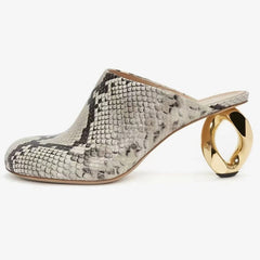 Round Toe Irregular Heel Mule Shoes