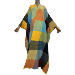 Colorful Plaid Knitted Maxi Cardigan - WINI