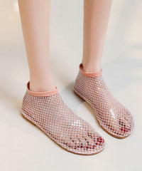 Fashion Red Breathable Mesh Sandals Boots Splicing Zircon