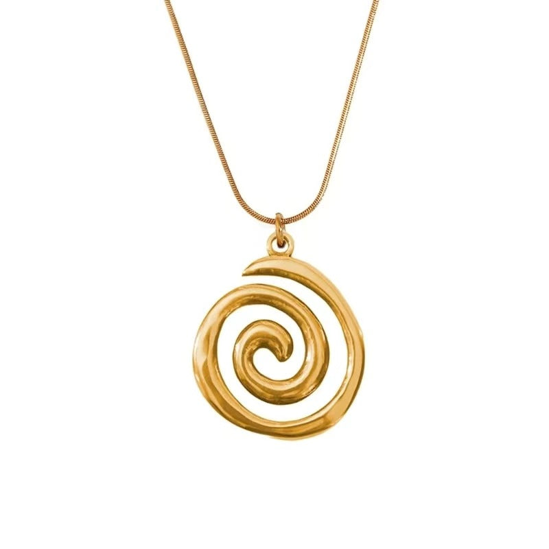 Stainless Steel Spiral Pendant Necklace