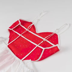 Painted Red Heart Backless Suspender Dress